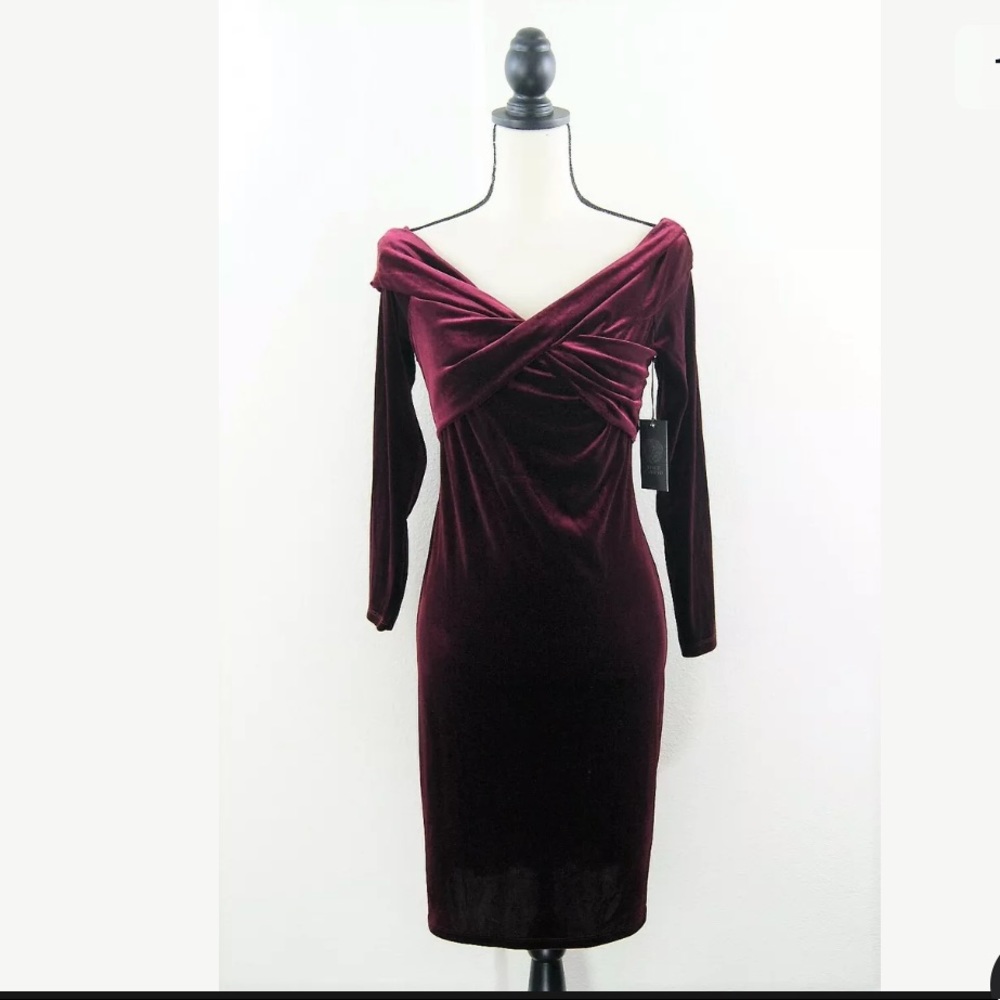 New Vince Camuto Cabernet Velvet Cocktail Dress M